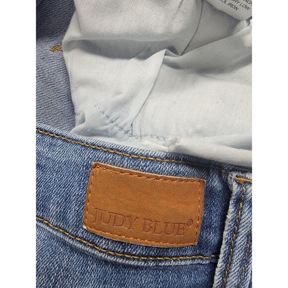 Judy Blue Jeans Womens 15 Blue Straight Fit Distressed Raw Hem Stretch Denim - Picture 11 of 13